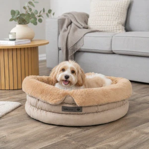TRIXIE HOME Edition pelech LIANO Soft, kulatý s vysokým okrajem, ø 65 cm, písková/hnědá