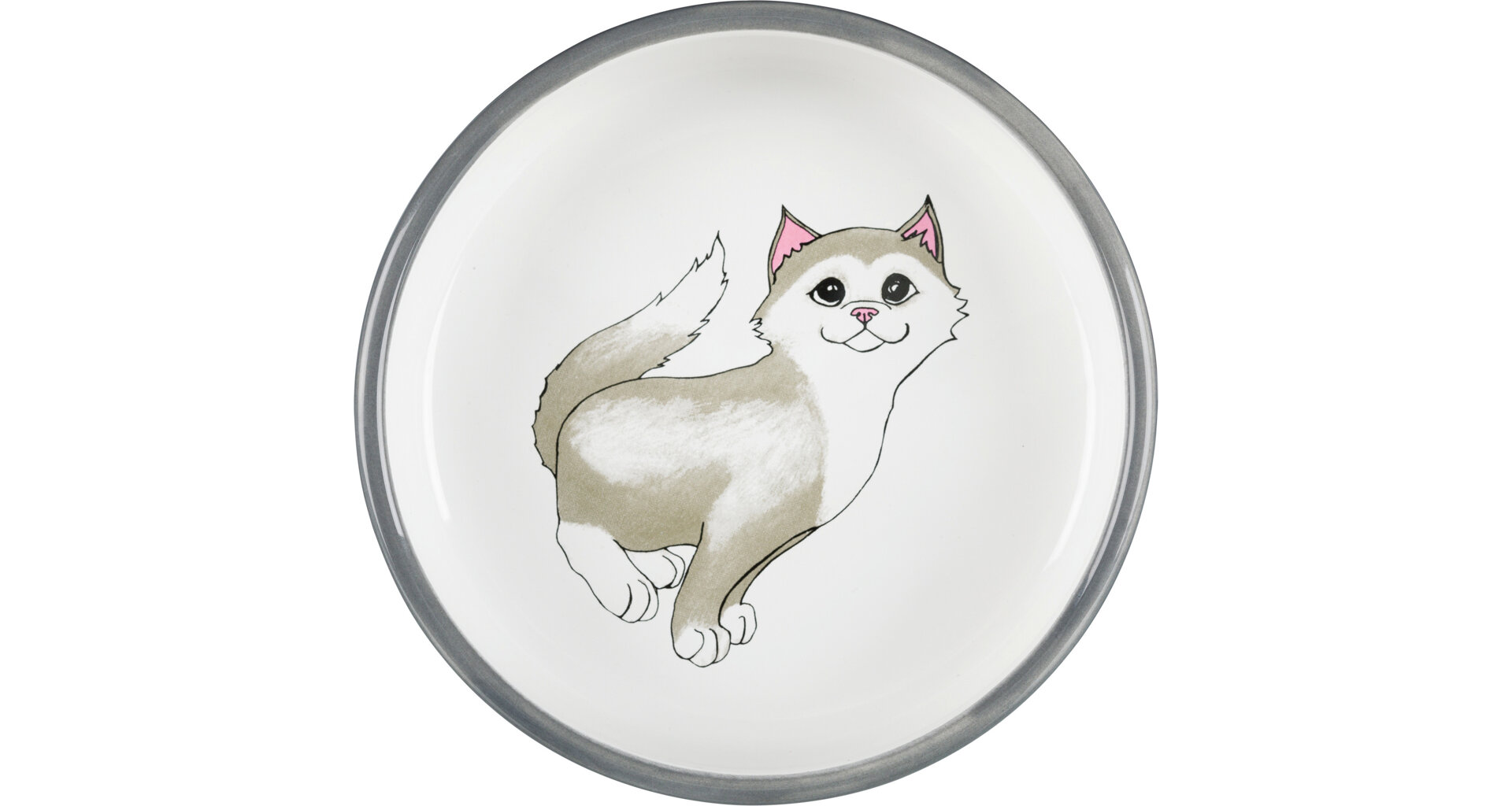 TRIXIE Keramická miska pro kočky s krátkým nosem 0,3l/15cm šedo/bílá