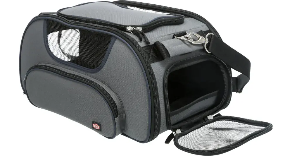 TRIXIE Transportní taška WINGS, do letadla, 28 x 23 x 46cm, šedá/modrá (max 20kg)