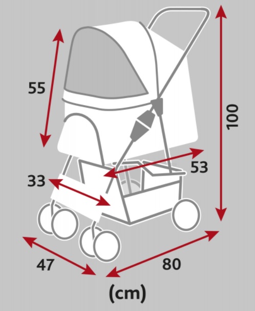 TRIXIE Kočárek pro psy BUGGY, rychlosklápěcí, 47 x 100 x 80cm, nosnost do 15 kg, šedá
