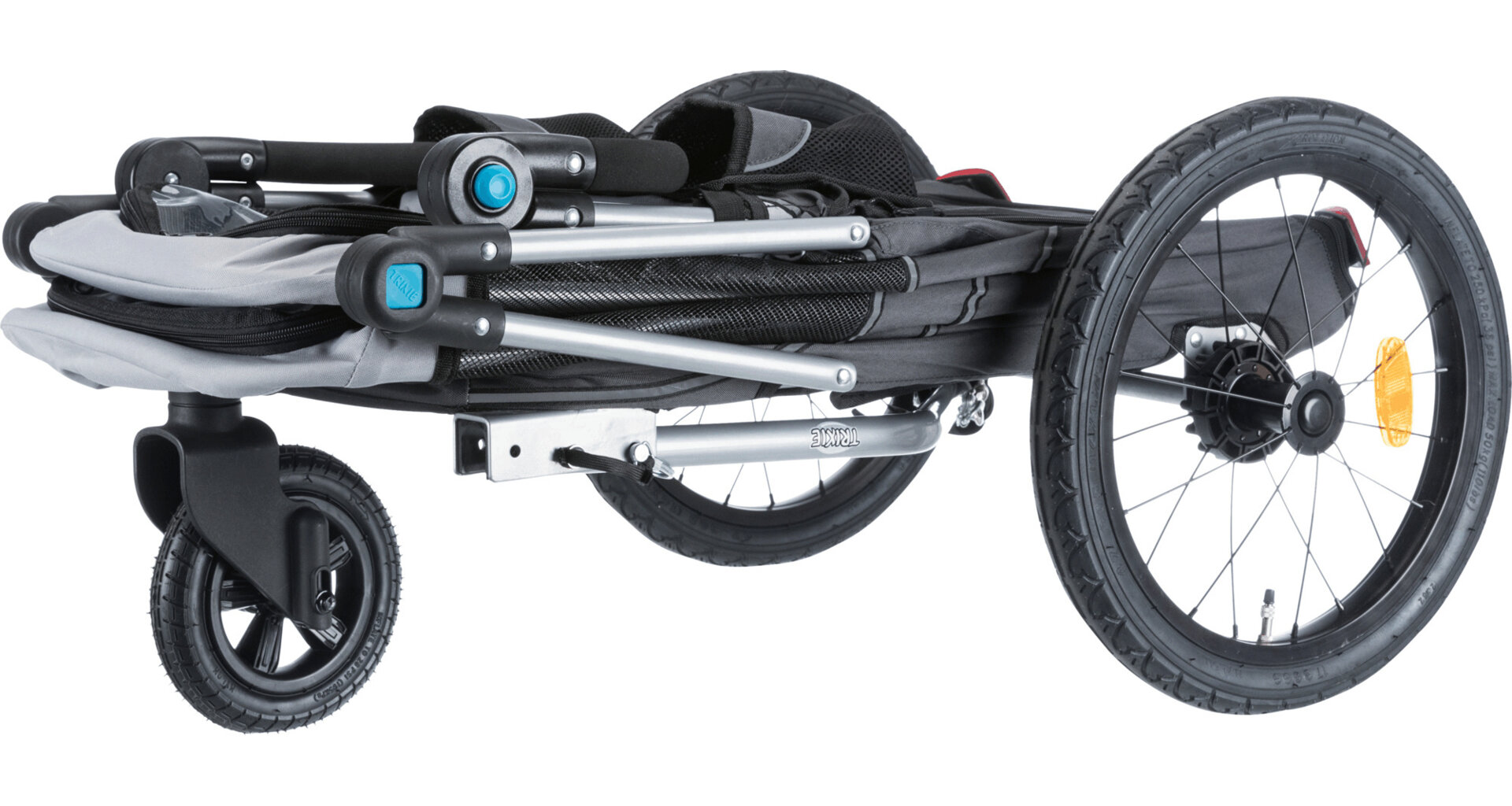 TRIXIE Vozík za kolo s funkcí rychlého skládání M 63 x 95 x 90/132 cm, nosnost max. 22 kg,  šedý
