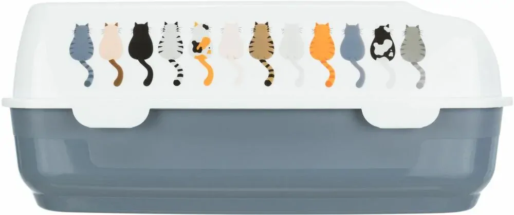 TRIXIE WC DELIO s výřezem a čistícím roštem, 35 x 20 x 48 cm, šedá/bílá