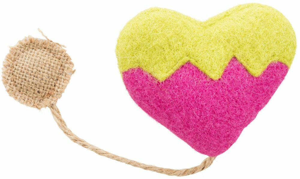 TRIXIE HEART - srdce, šustící hračka pro kočky s katnipem, 8 cm/18 cm, plsť/juta - DOPRODEJ