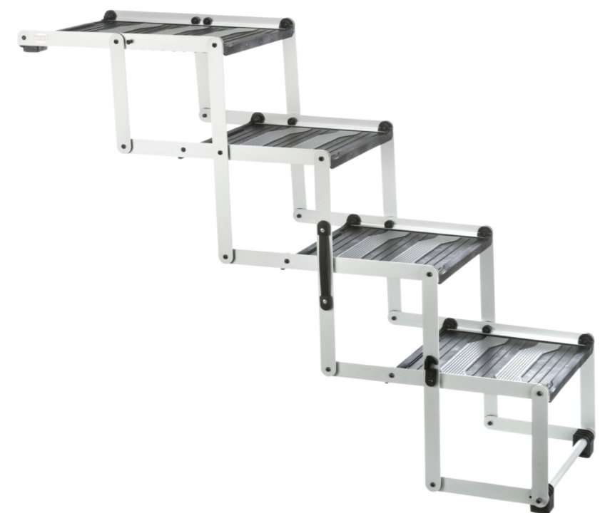 TRIXIE Skládací schody, 4 stupňové, hliník/TPR, 37cm šíře, až 70cm výška, max 160cm, nosnost 75kg