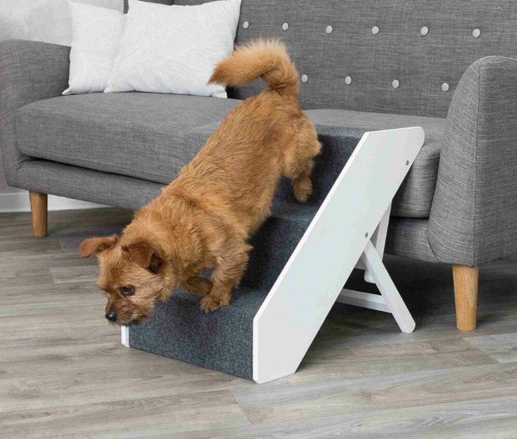 TRIXIE Dřevěné schody s plstěným vzhledem,nastavitelné 40x67cm bílé