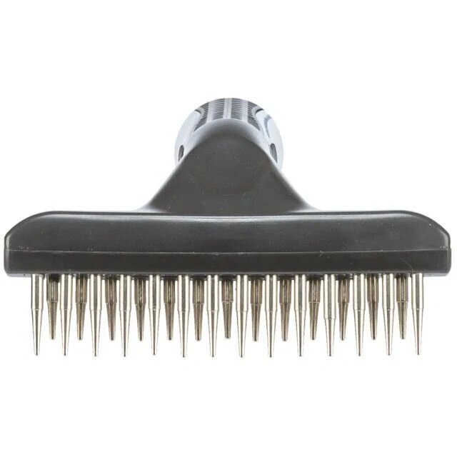 TRIXIE Hrablo dvojité dl.srst s antiskl.rukojetí 10x15cm,zub1,5a2cm