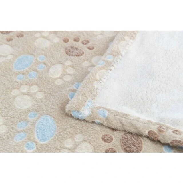 TRIXIE Flísová deka LASLO s tlapičkami, béžová 75 x 50cm