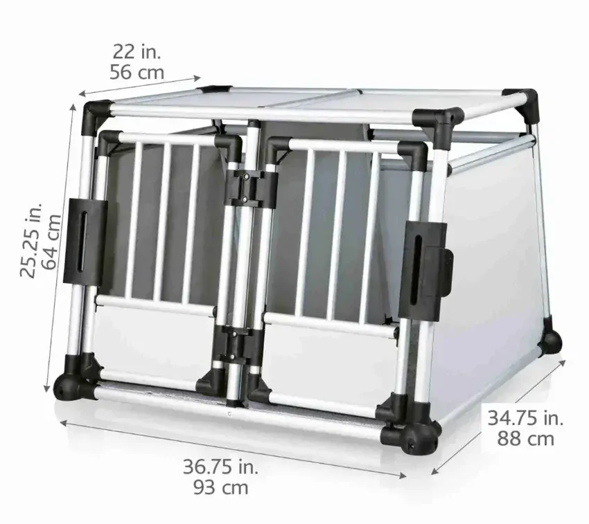 TRIXIE Transportní klec dvojitá, hliníkový rám, pevné panely 93x64x88 cm