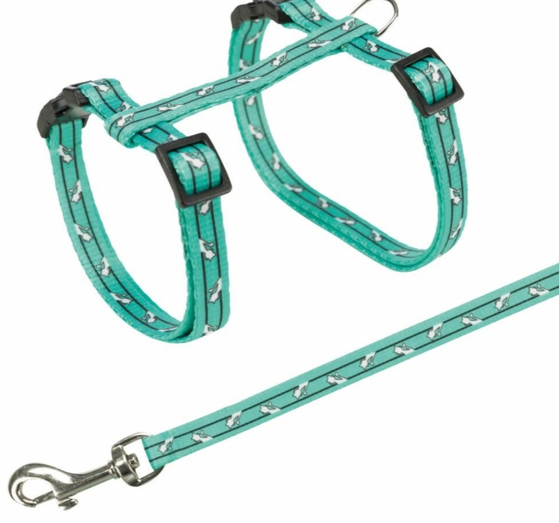 TRIXIE Postroj s vodítkem pro kočku - motiv 27-45cm/10mm 1,20m