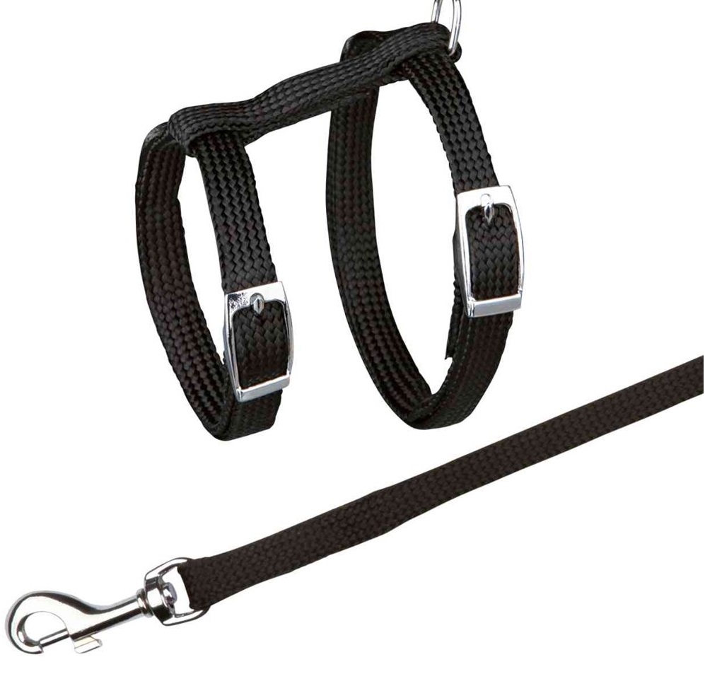 TRIXIE Postroj s vodítkem pro kočku jednobarevný 22-42cm/10mm 1,25m