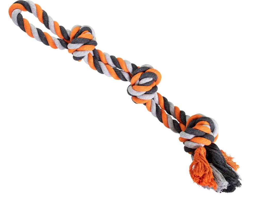 Dvojité lano HipHop bavlněné 3 knoty 60 cm / 450 g šedá, tm.šedá, oranžová