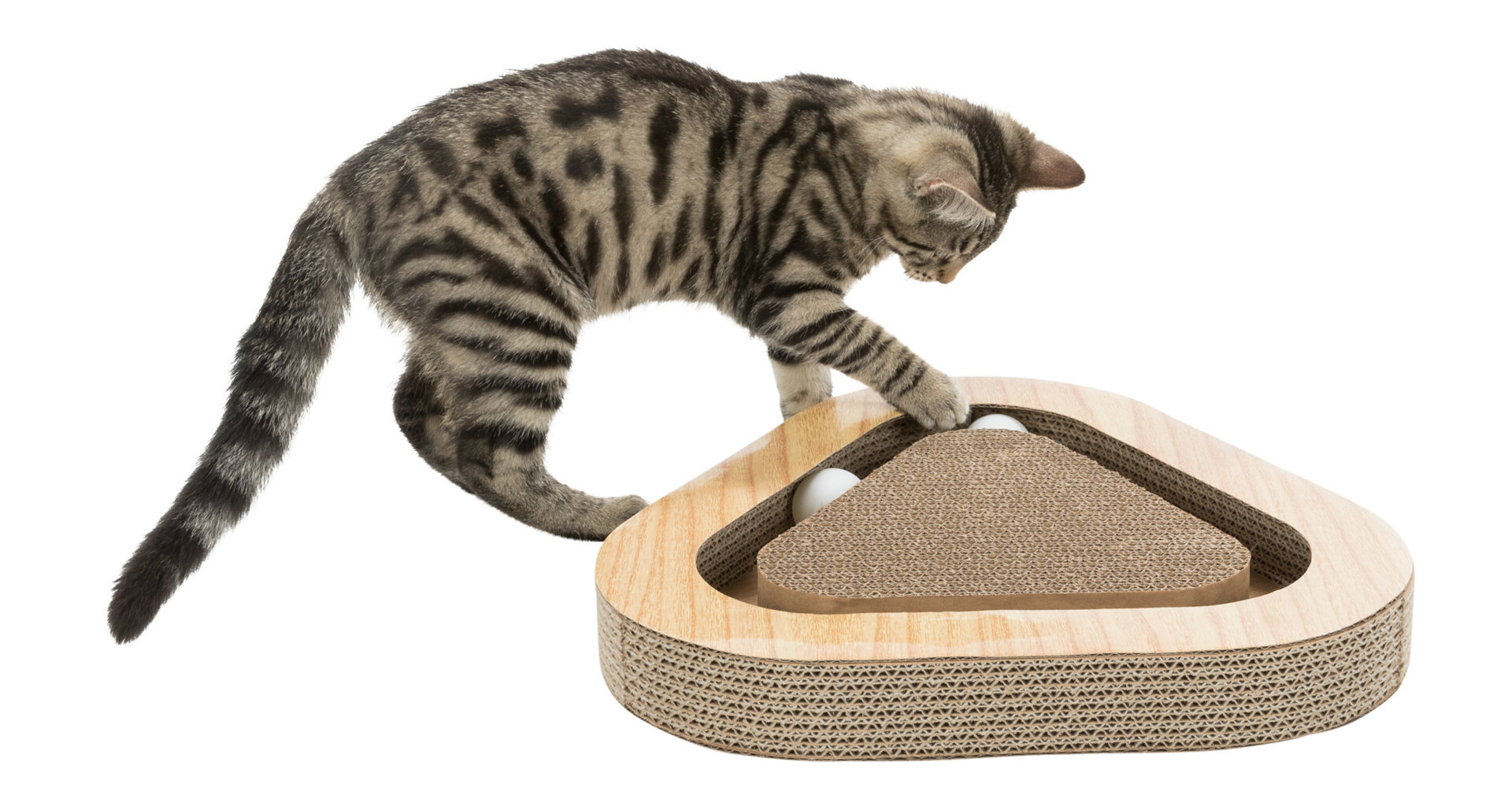 TRIXIE Škrábací karton image dřevo, uvnitř míčky, 36x5x36cm