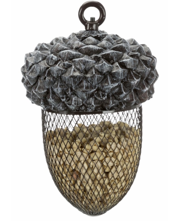 TRIXIE Žalud - zásobník na ptačí krmivo, 700 ml/14×22 cm, pryskyřice/kov, hnědá/bílá