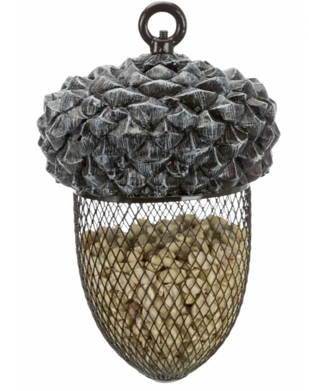 TRIXIE Žalud - zásobník na ptačí krmivo, 700 ml/14×22 cm, pryskyřice/kov, hnědá/bílá