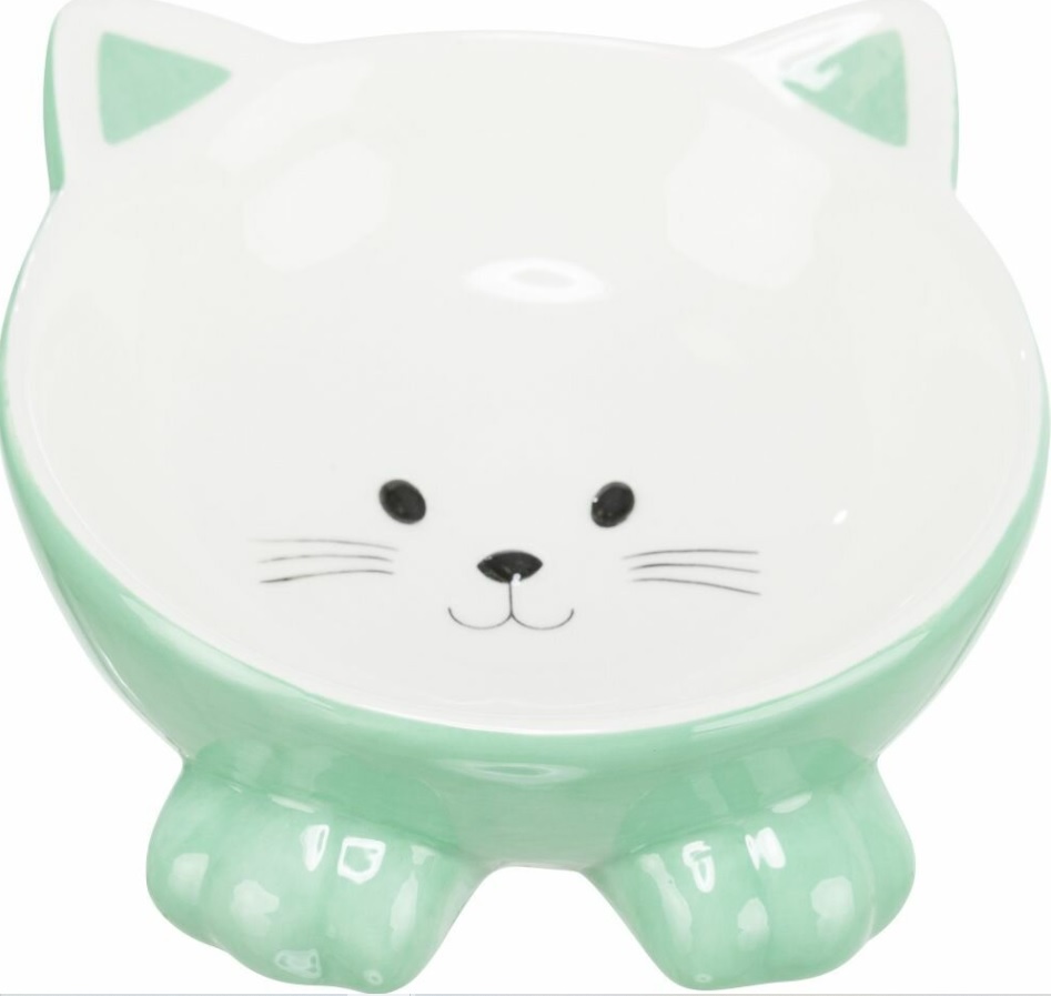 TRIXIE Keramická miska ergonomická 0.15 l/ø 14 cm, vyvýšená, tvar kočka