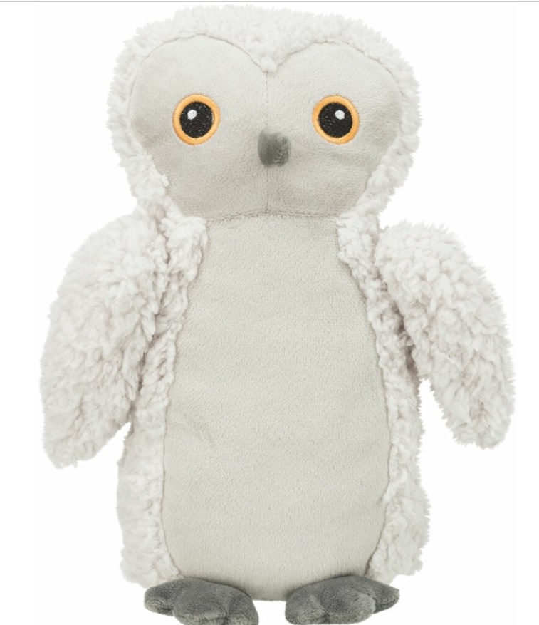 TRIXIE Be Eco sova EMILY, plyšová hračka se zvukem pro psy, 28 cm, bílá