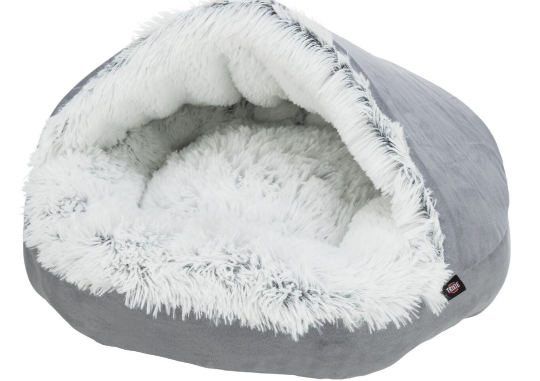 TRIXIE HARVEY plyšová jeskyně s hebkým vlasem,  ø 70 cm šedá/bílo-černá