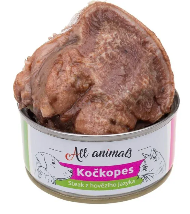 ALL ANIMALS konzerva KOČKOPES steak z hovězího jazyka, 100 g