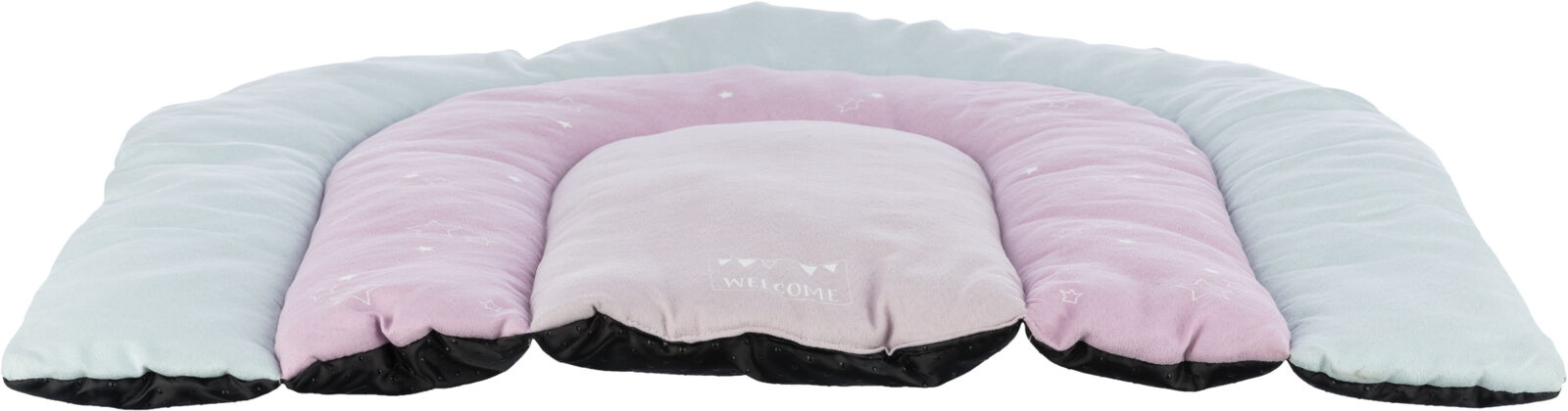 TRIXIE JUNIOR patchwork polštář DUHA, 68 x 62 cm, mátová/lila, růžová, velur