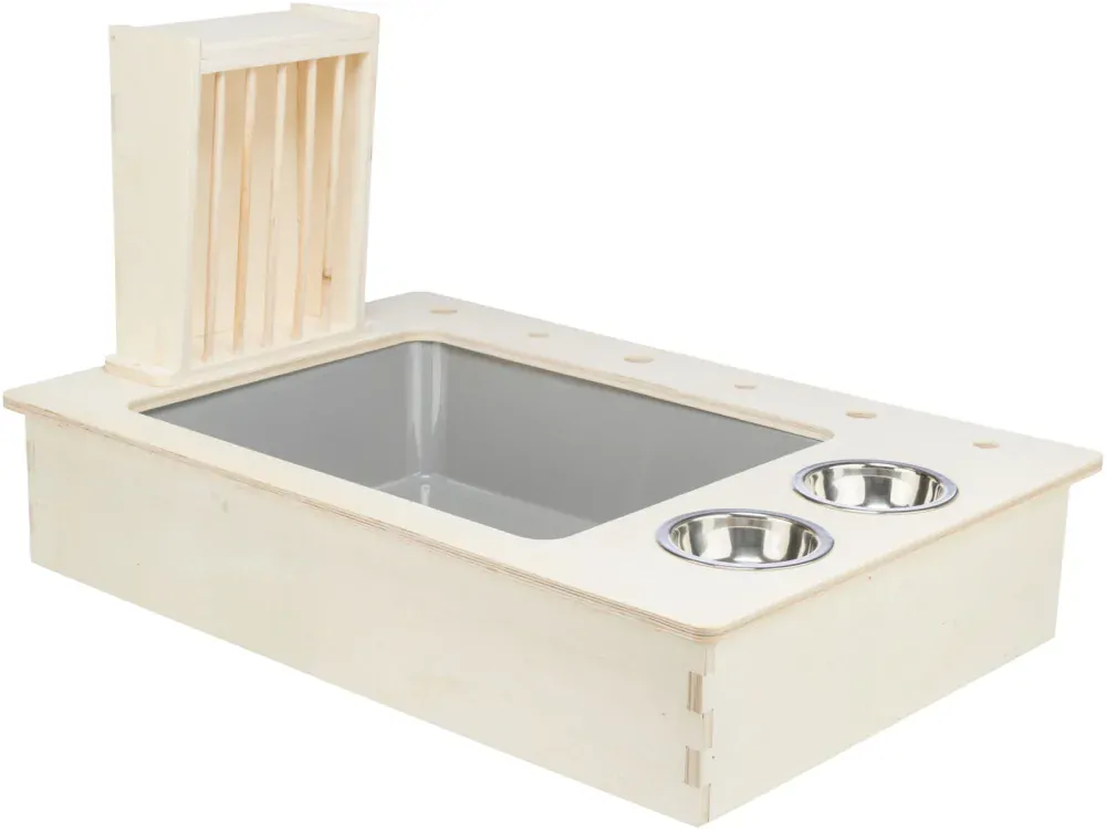 TRIXIE Krmná stanice - bar + misky, jesličky - 70 x 41 x 47 cm, dřevo/nerez/plast