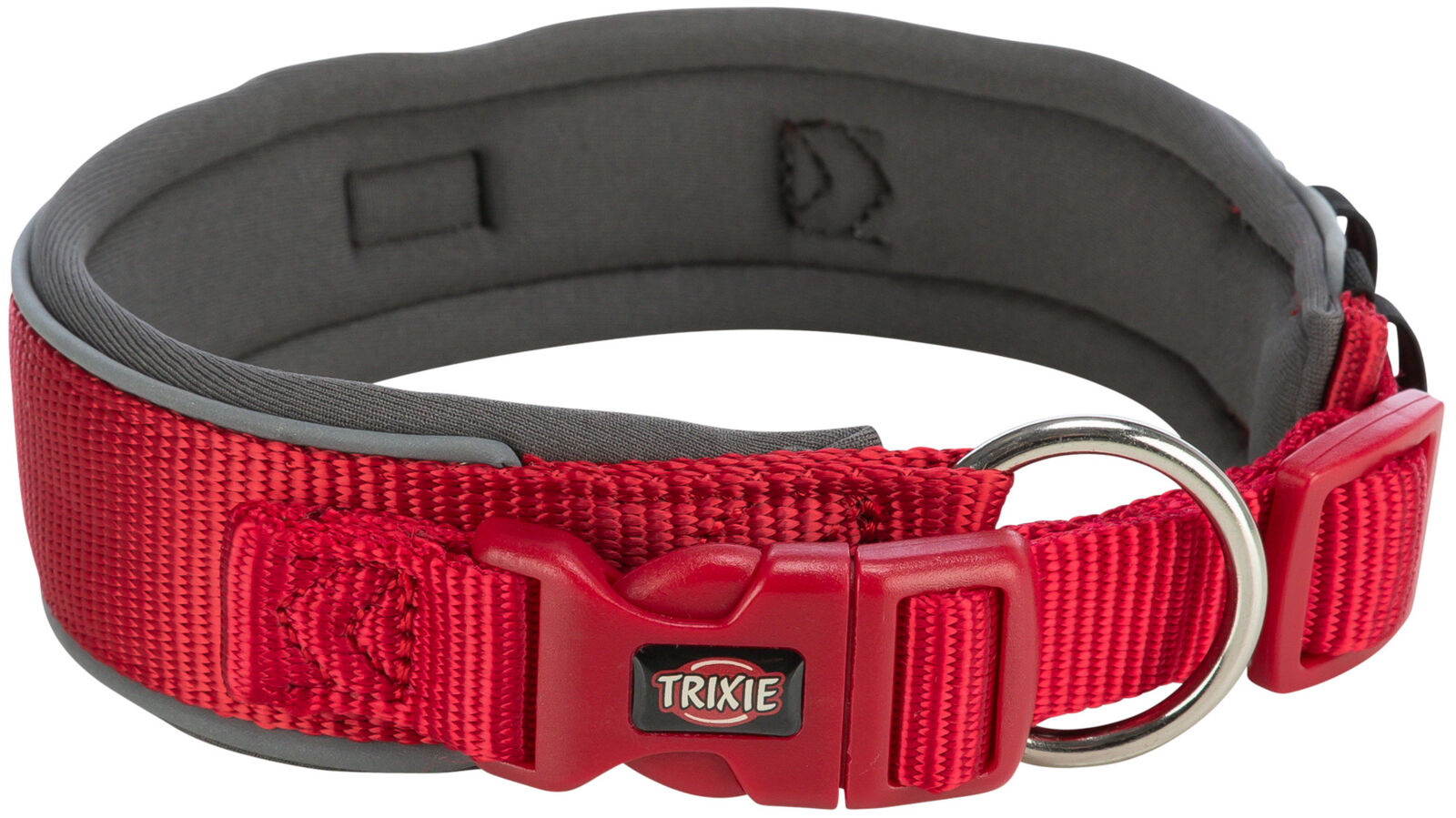 TRIXIE PREMIUM obojek extra široký, červená/grafit L: 46-55 cm/50 mm