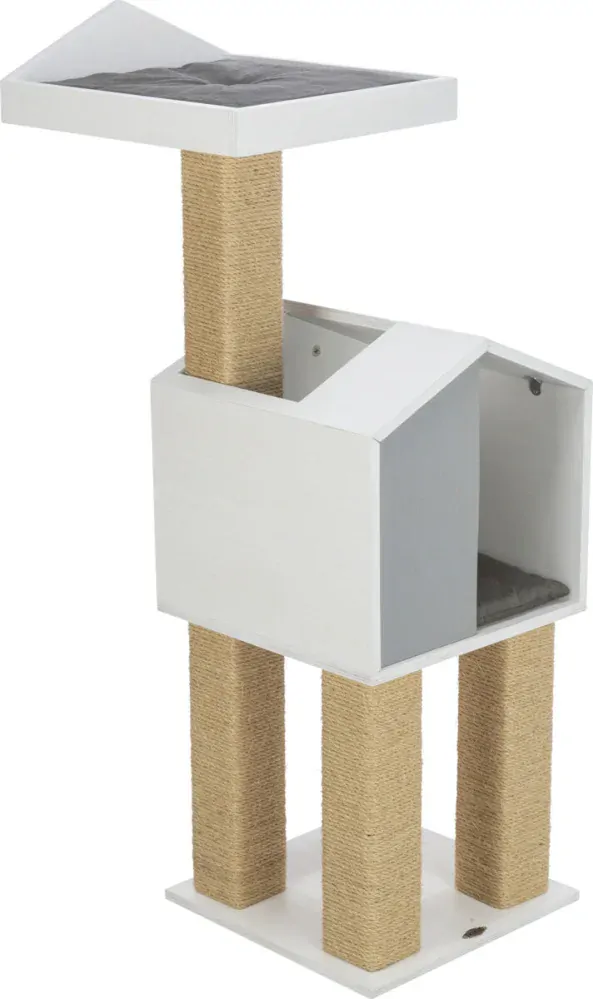 TRIXIE BE NORDIC škrabadlo JONTE, hranaté sloupky, domeček s podestou, 115 cm