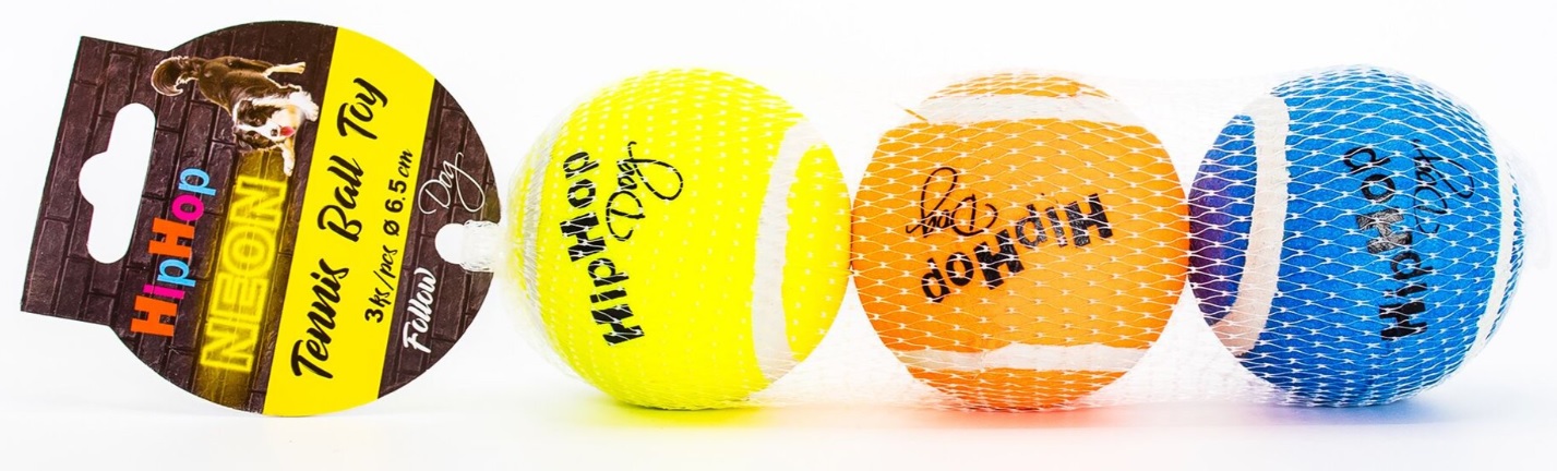 Neonový ve tmě svítící tenis. míč 6,5 cm (3 ks/bal.) HIPHOP DOG