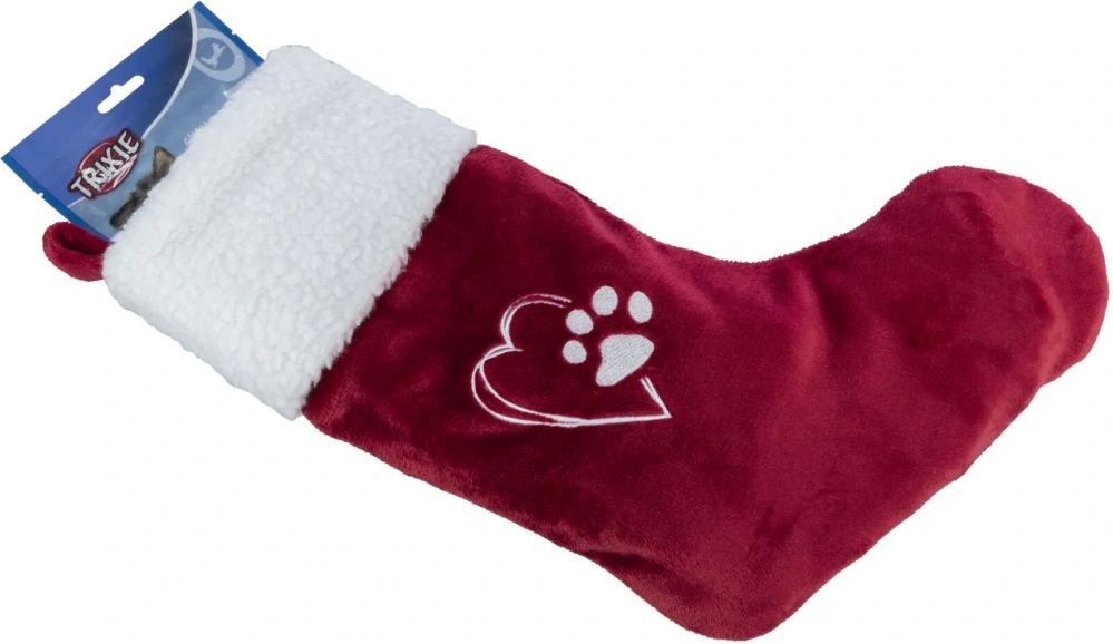 TRIXIE Xmas STOCKING - vánoční ponožka, 47 cm, plyš,  červená/bílá