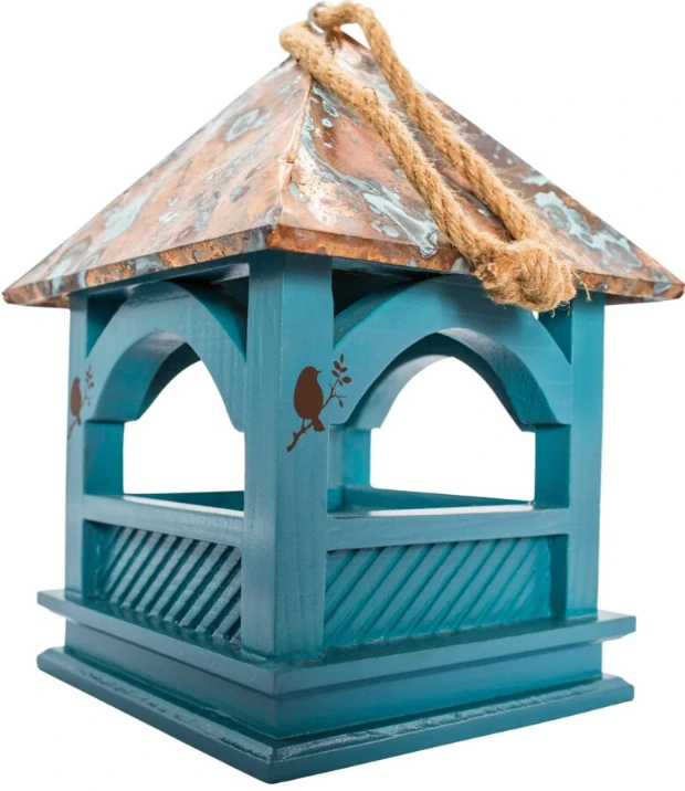 PetBuddy altánek tyrkys, krmítko pro ptáky, 20 x 20 x 30 cm, cedrové dřevo