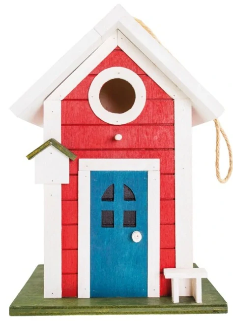 PetBuddy červená chaloupka, ptačí budka, 18 x 15 x 26 cm, borové dřevo
