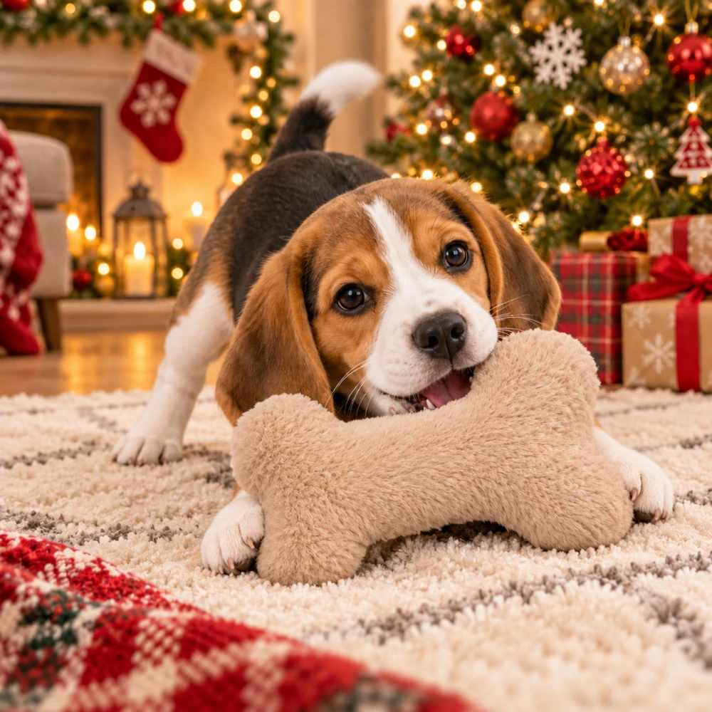 TRIXIE Xmas Bone - kost 24 cm, hračka pro psy se zvukem, plyš