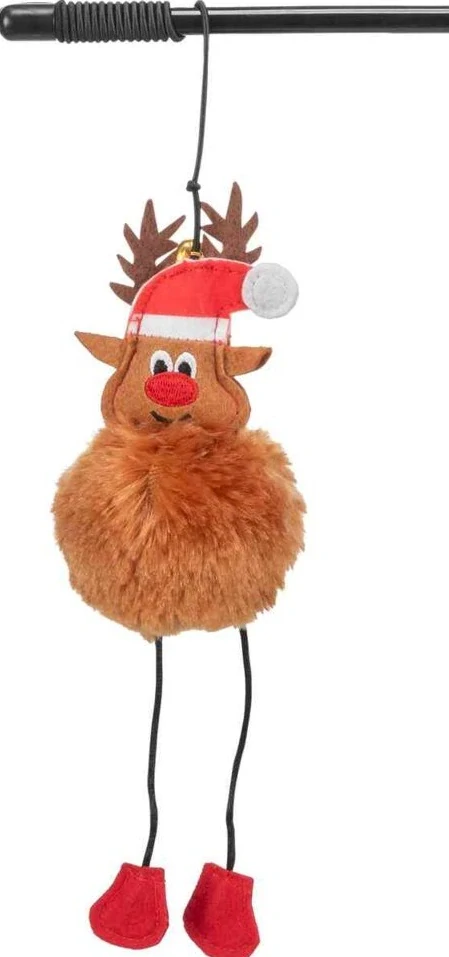 TRIXIE Xmas Reindeer Rod - vánoční hrací prut se sobem, 45 cm, plast/plyš