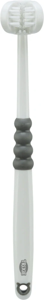 TRIXIE Tříhlavý zubní kartáček pro psy/kočky, 18 cm, bílá/šedá