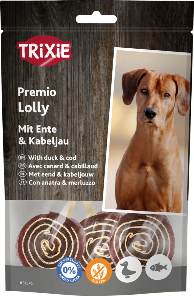 TRIXIE PREMIO Lolly, lízátko s kachnou a treska,  11 cm/ 80 g