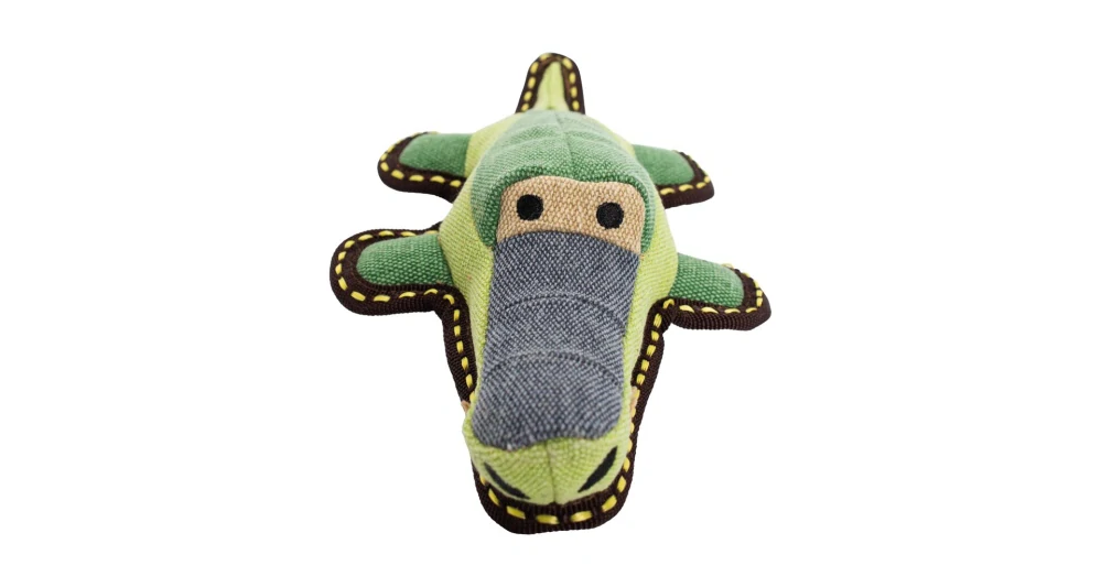 Krokodýl jutový 30 cm, robustní aport pro psy, HIPHOP DOG, zelená/šedá