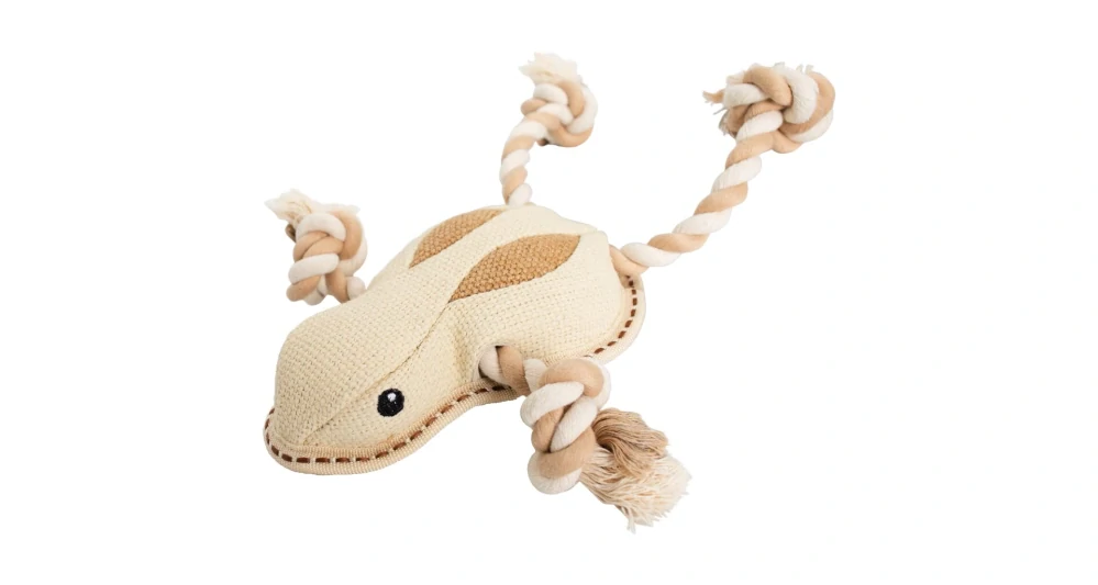 Žába na laně 33 cm, robustní jutová hračka pro psy, HIPHOP DOG, přírodní