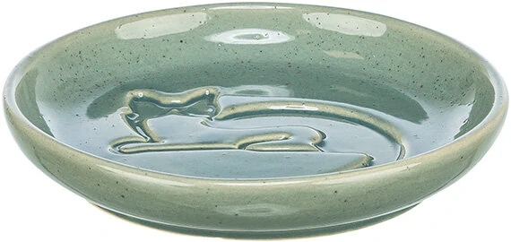 TRIXIE Miska keramická, vytlačená kočka, 0,15 l/ ⌀ 14,5 cm, zelená