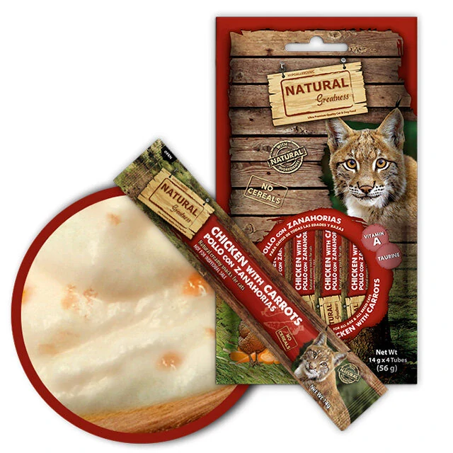 Natural Greatness Creamy VISION, funkční pamlsek - kuře, mrkev, 4 x 14 g