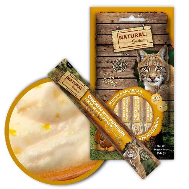 Natural Greatness Creamy DIGEST, funkční pamlsek - kuře, dýně, 4 x 14 g