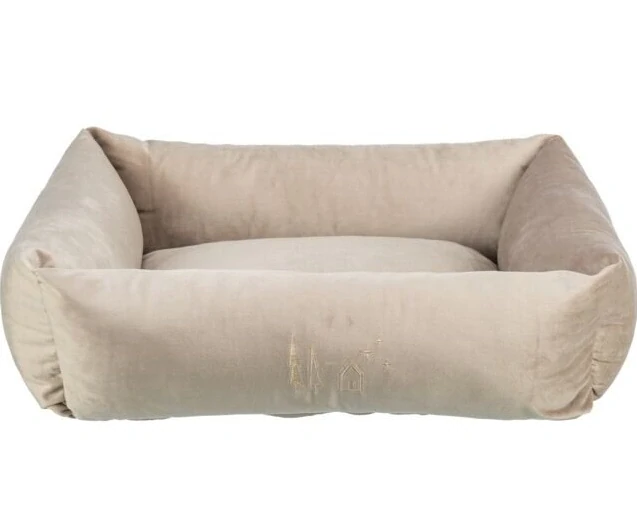 TRIXIE Vánoční sametové lůžko LIVIA, s výšivkou, béžová 100 x 70 cm