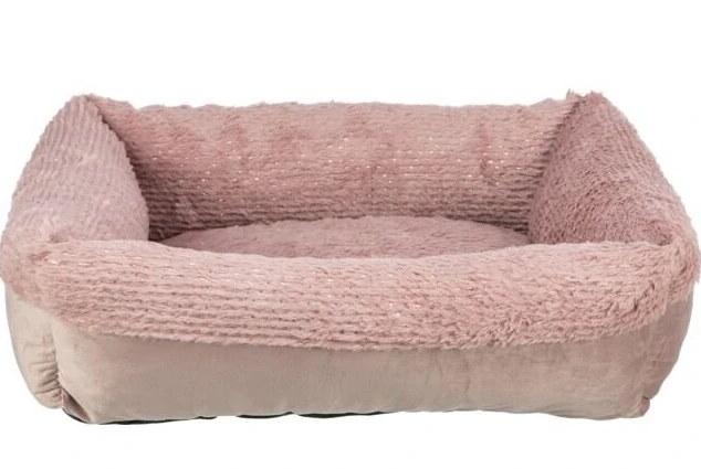 TRIXIE Vánoční sametové lůžko LIVIA Soft s hebkým okrajem, starorůžová 60 x 50 cm