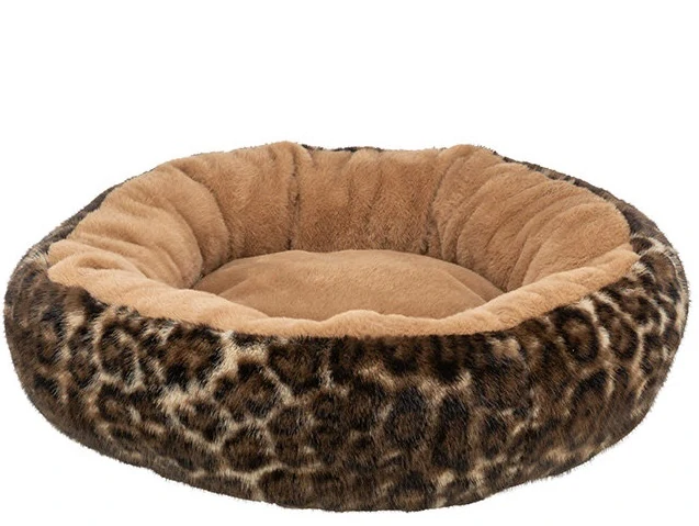 TRIXIE SOFT Edition kulaté lůžko LEO s okrajem, ⌀ 50 cm, hnědá/leopardí