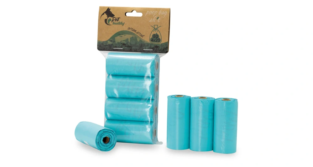 PetBuddy sáčky na exkrementy OCEÁN 4 role/ á 20 sáčků s potiskem a vůní