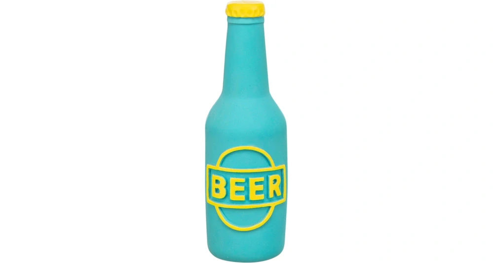 TRIXIE Beer bottle - pivní lahev, latexová hračka se zvukem 12,5 cm, modrá