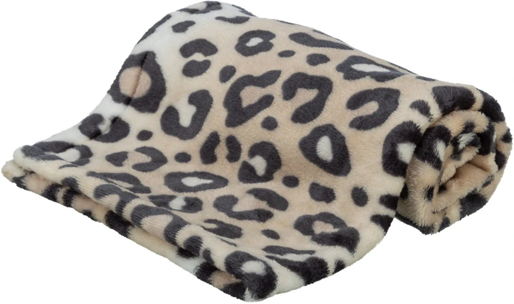 TRIXIE Plyšová deka LEO, vhodná pro alergiky, 150 x 100 cm, krémový leopard