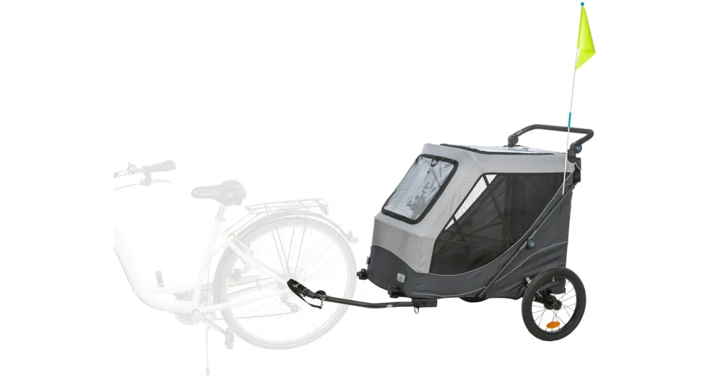 TRIXIE Vozík za kolo s funkcí rychlého skládání, XL: 87.5 x 97 x 93/150 cm, nosnost max. 45 kg, šedá