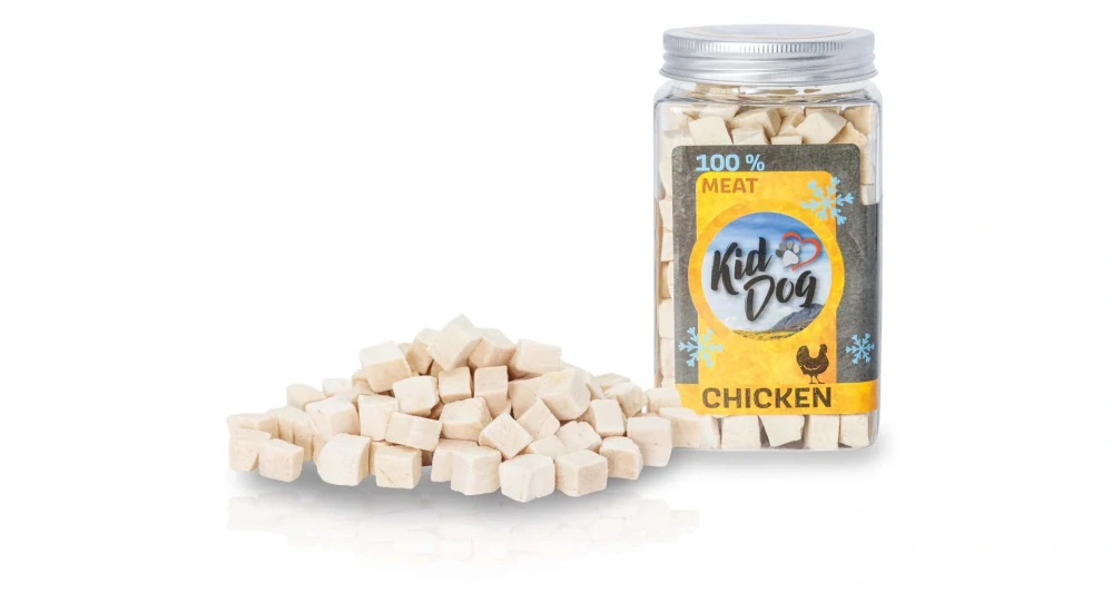 KIDDOG Super Premium 100% freeze dried CHICKEN CUBES - čisté kuřecí maso sušené mrazem 80 g
