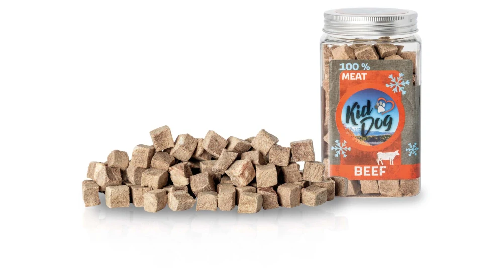KIDDOG Super Premium 100% freeze dried BEEF CUBES - čistá hovězí svalovina sušená mrazem 70 g