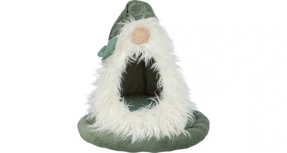 TRIXIE Xmas Bed Dwarf, vánoční sametová kukaň Skřítek, ø 45 × 47 cm, šalvějová