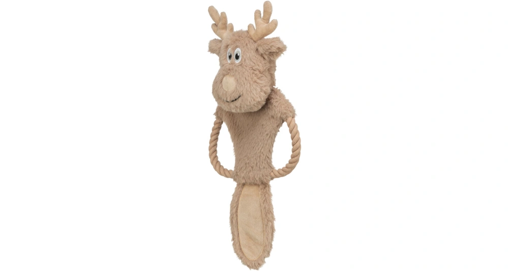 TRIXIE Xmas Reindeer, vánoční plyšový sob na laně, 47 cm